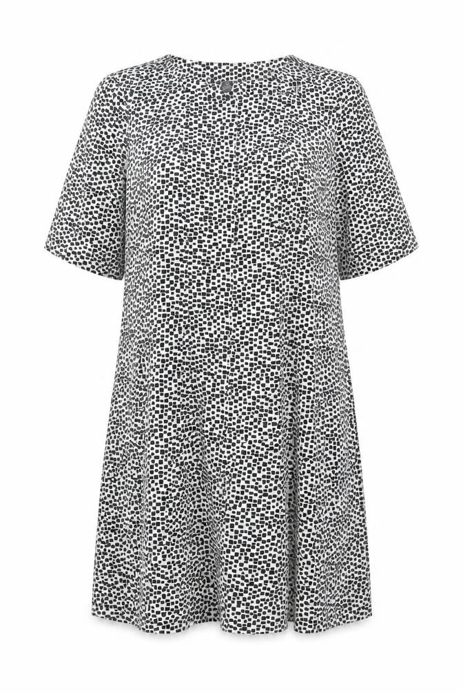 Connected Apparel Womens White Geometric Polyester Fit & Flare Size 12 Boat Neck Pullover