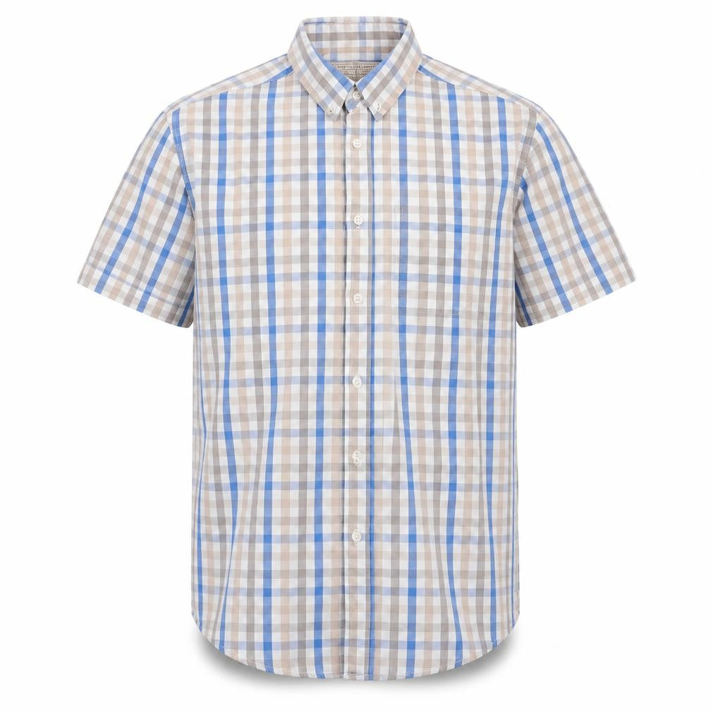 SANDSTONE Mens Multicoloured Check Cotton Button-Up Size XL Collared Button