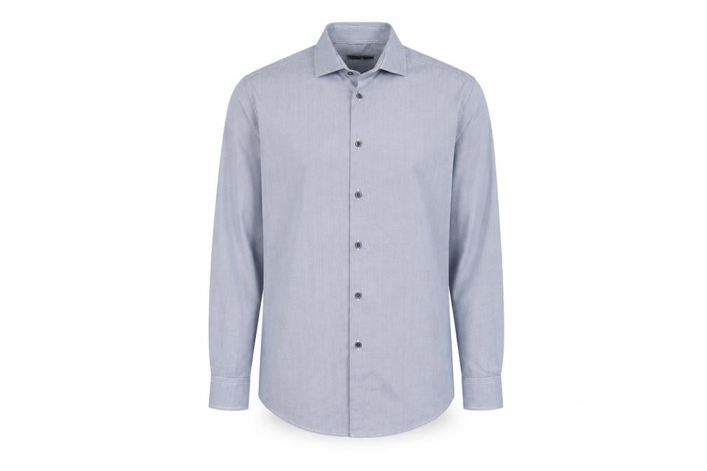 Luc Brevet Mens Blue Cotton Button-Up Size 16 Collared Button