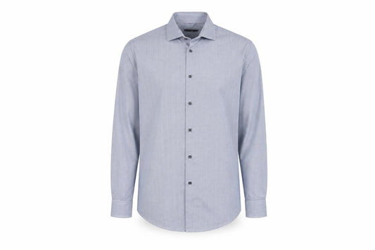 Luc Brevet Mens Blue Cotton Button-Up Size 16 Collared Button