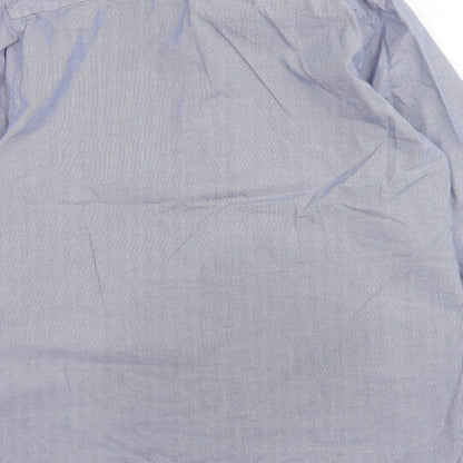 Luc Brevet Mens Blue Cotton Button-Up Size 16 Collared Button
