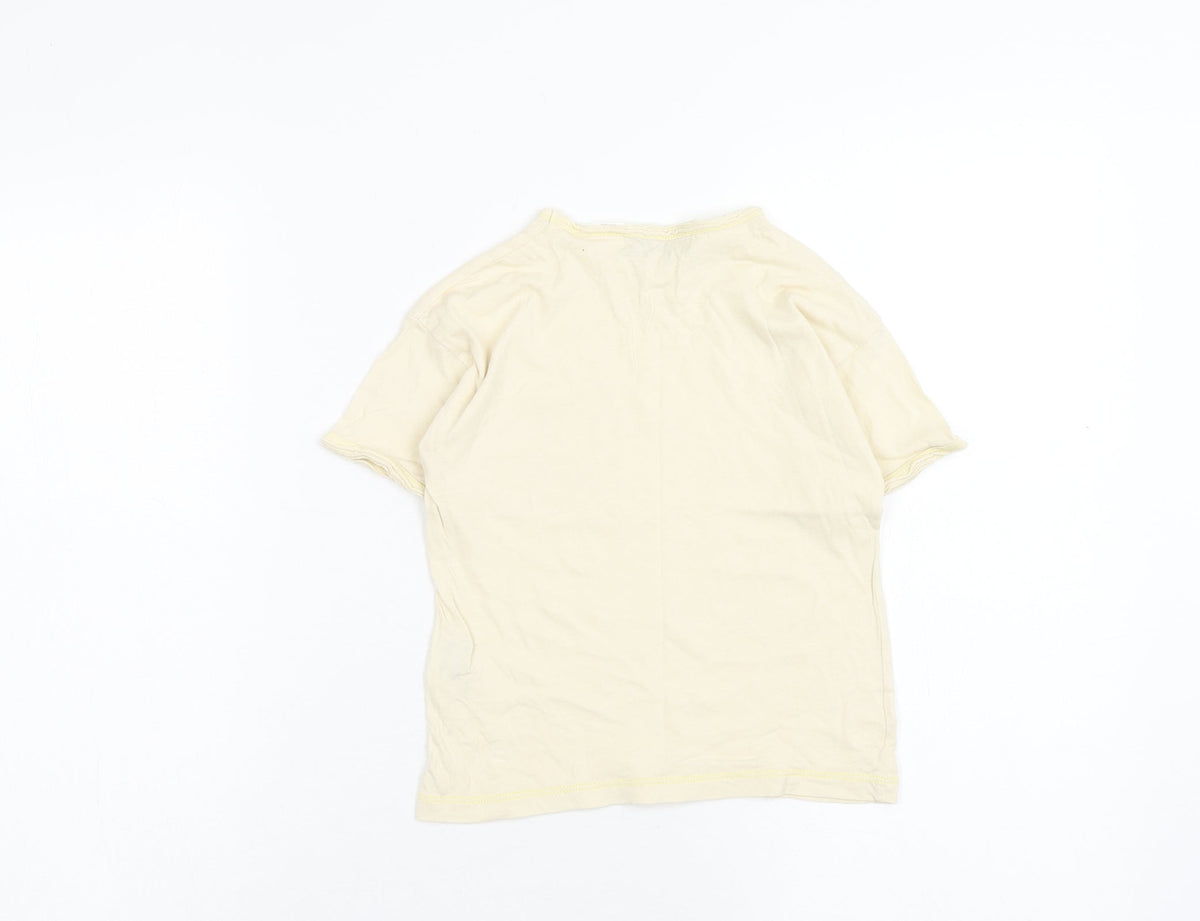 Zara Boys Ivory Cotton Basic T-Shirt Size 2XL Round Neck Pullover