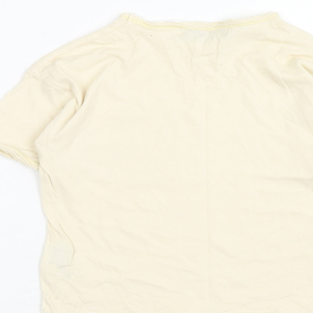 Zara Boys Ivory Cotton Basic T-Shirt Size 2XL Round Neck Pullover
