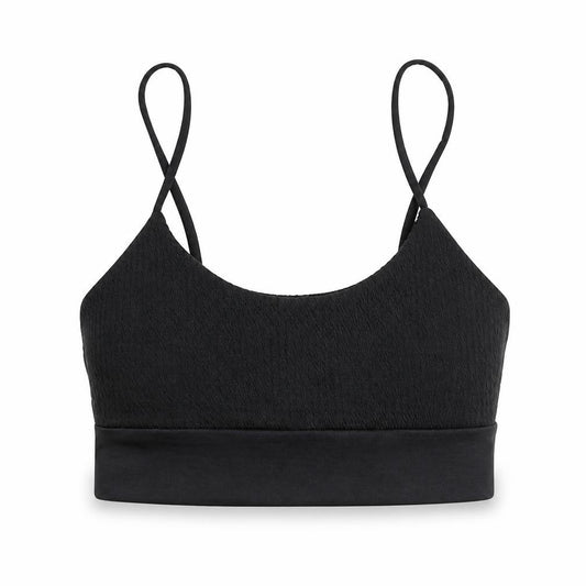 PRETTYLITTLETHING Womens Black Nylon Cropped Tank Size 10 Round Neck