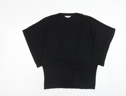 Editions Womens Black V-Neck Acrylic Cardigan Jumper Size 14