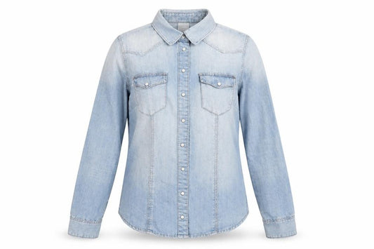 H&M Womens Blue Cotton Basic Button-Up Size 8 V-Neck