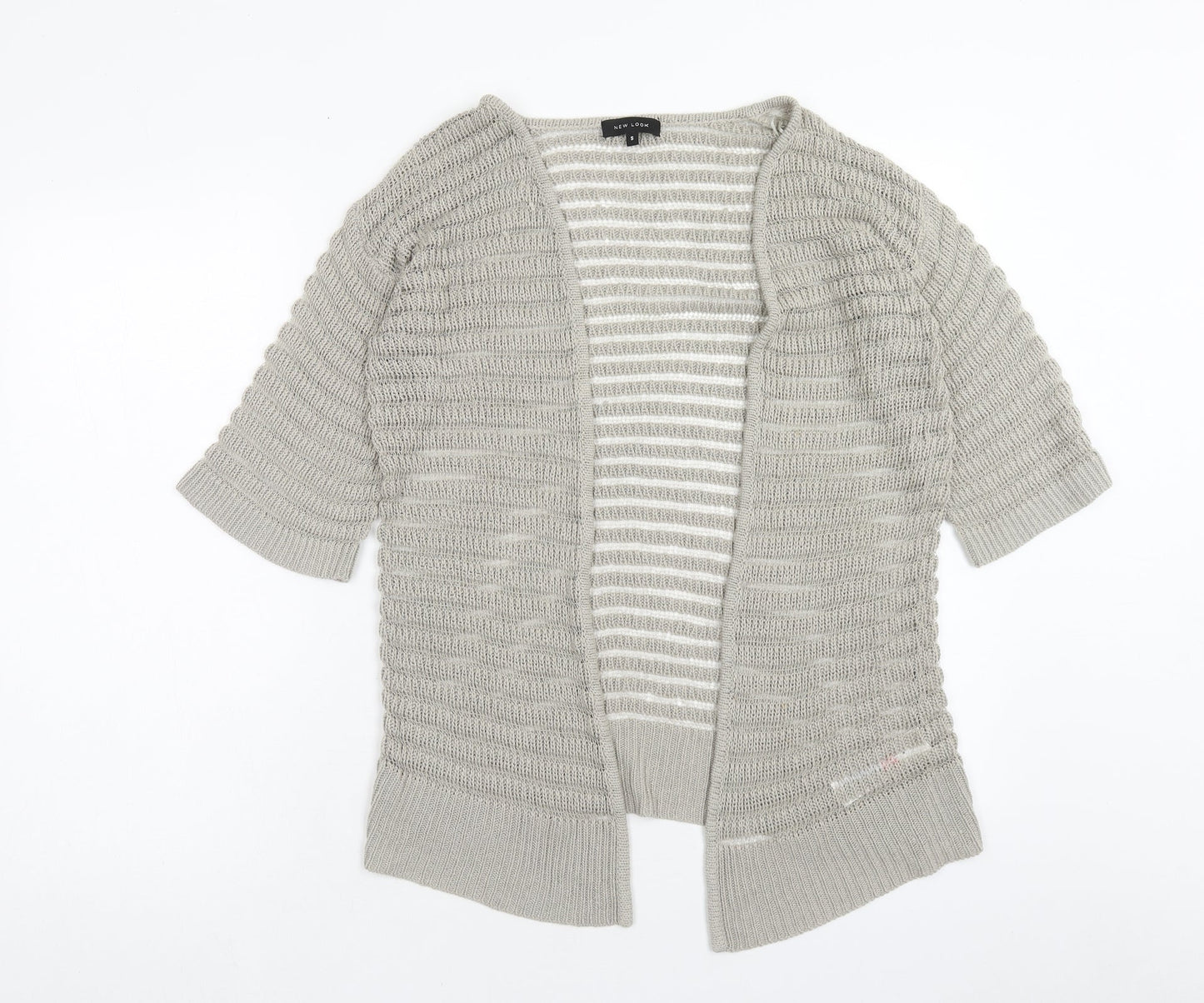 New Look Womens Brown V-Neck Striped Acrylic Shrug Jumper Size S