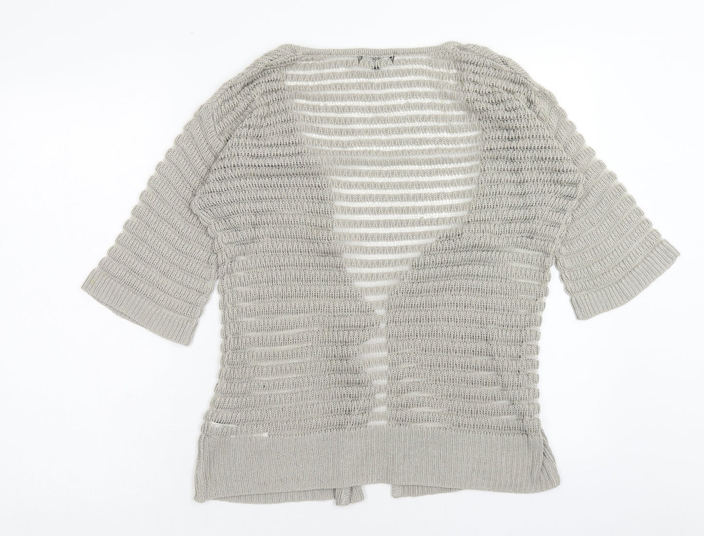 New Look Womens Brown V-Neck Striped Acrylic Shrug Jumper Size S