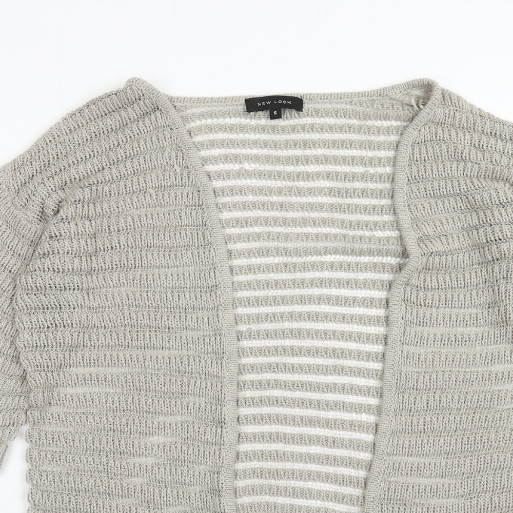 New Look Womens Brown V-Neck Striped Acrylic Shrug Jumper Size S