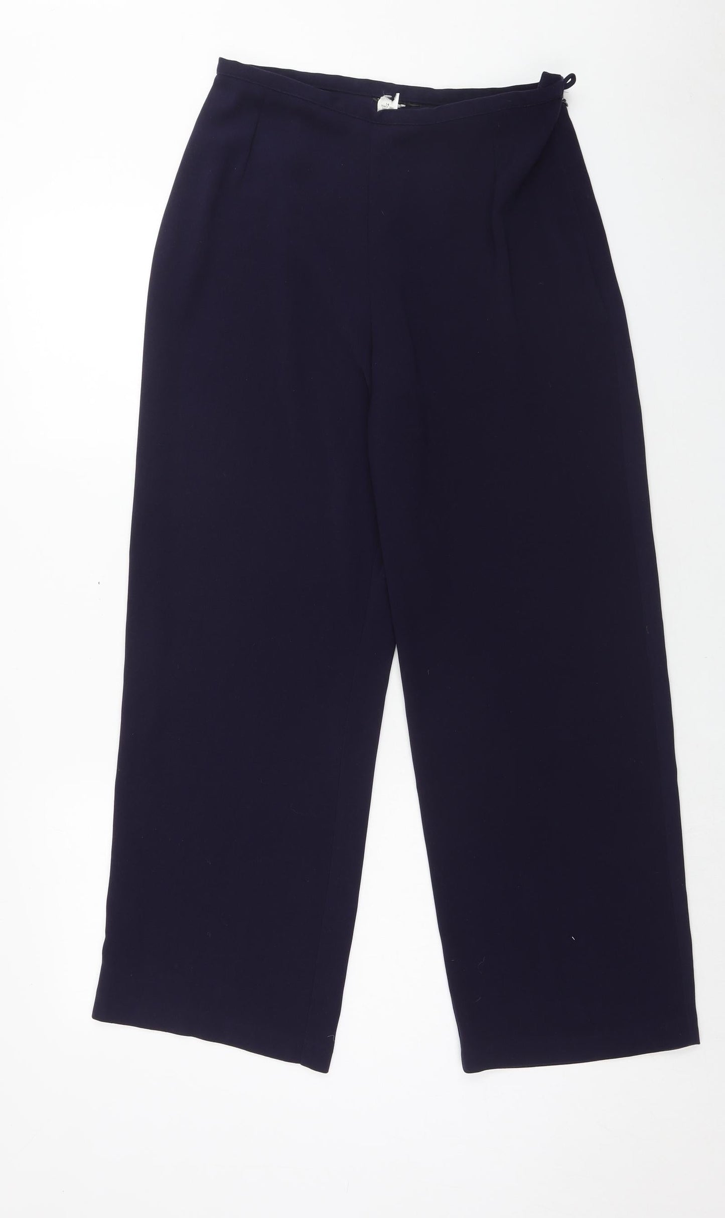 BHS Womens Blue Polyester Trousers Size 14 Regular Zip