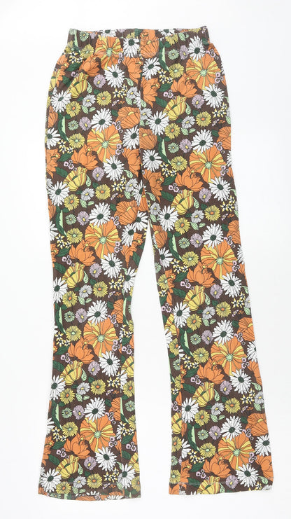 Only Womens Multicoloured Floral Cotton Trousers Size S Regular