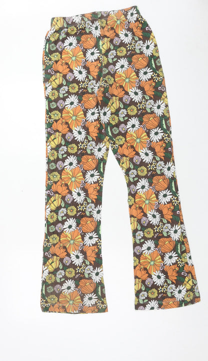 Only Womens Multicoloured Floral Cotton Trousers Size S Regular