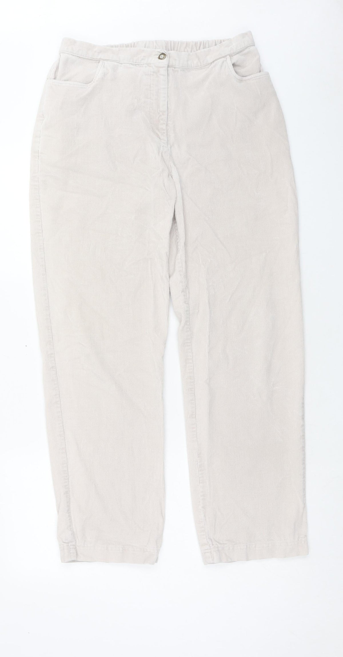 Preworn Womens Beige Cotton Trousers Size 30 in Regular Zip