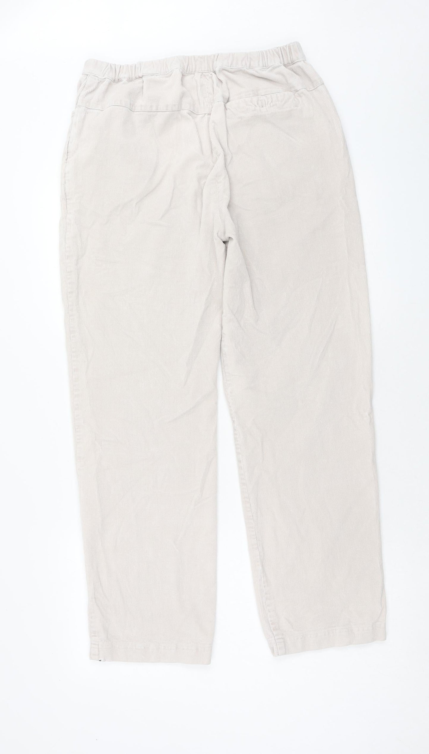 Preworn Womens Beige Cotton Trousers Size 30 in Regular Zip