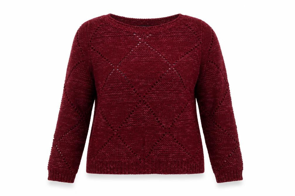 George Womens Red Round Neck Acrylic Pullover Jumper Size 10