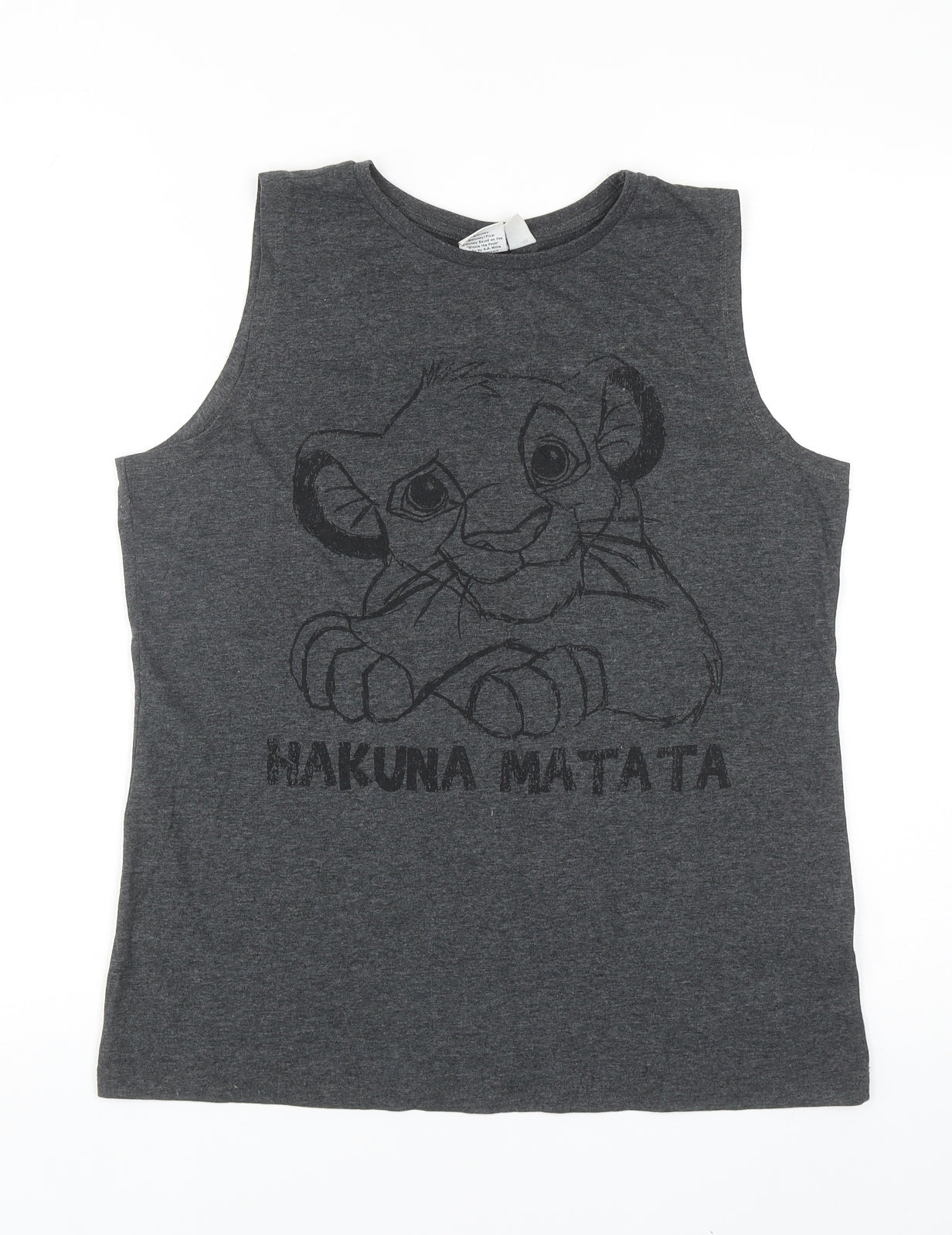 Atmosphere Womens Grey Cotton Basic Tank Size 10 Round Neck - Hakuna Matata