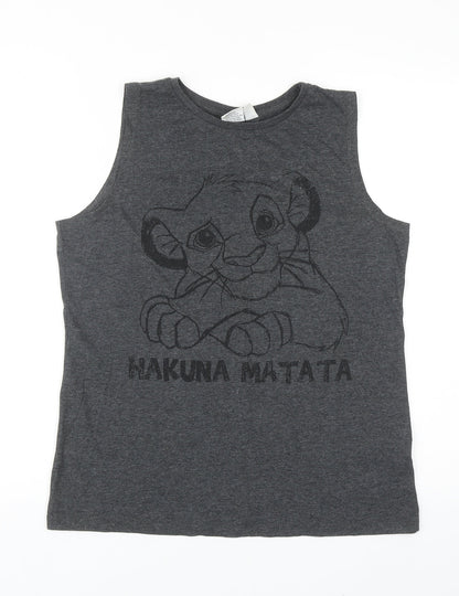 Preloved Atmosphere Womens Grey Cotton Basic Tank Size 10 Round Neck - Hakuna Matata - Front
