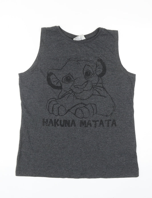 Atmosphere Womens Grey Cotton Basic Tank Size 10 Round Neck - Hakuna Matata