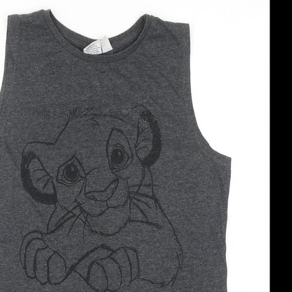 Preloved Atmosphere Womens Grey Cotton Basic Tank Size 10 Round Neck - Hakuna Matata - Detail