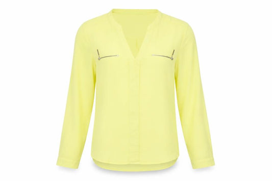 Atmosphere Womens Yellow Polyester Basic Blouse Size 6 V-Neck