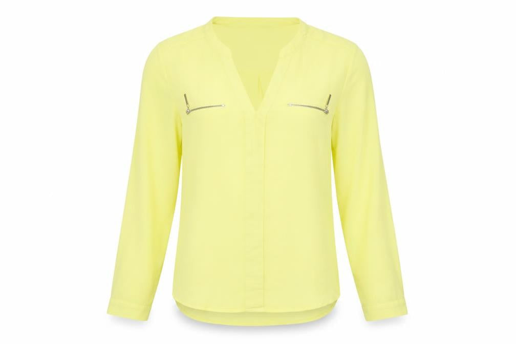 Atmosphere Womens Yellow Polyester Basic Blouse Size 6 V-Neck