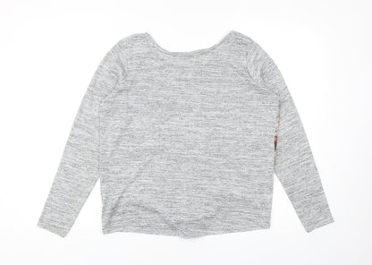 Debenhams Womens Grey Round Neck Polyester Pullover Jumper Size 12 - Floral Detail