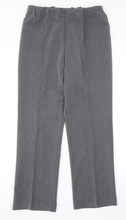 Classics Womens Grey Polyester Dress Pants Trousers Size 12 Regular