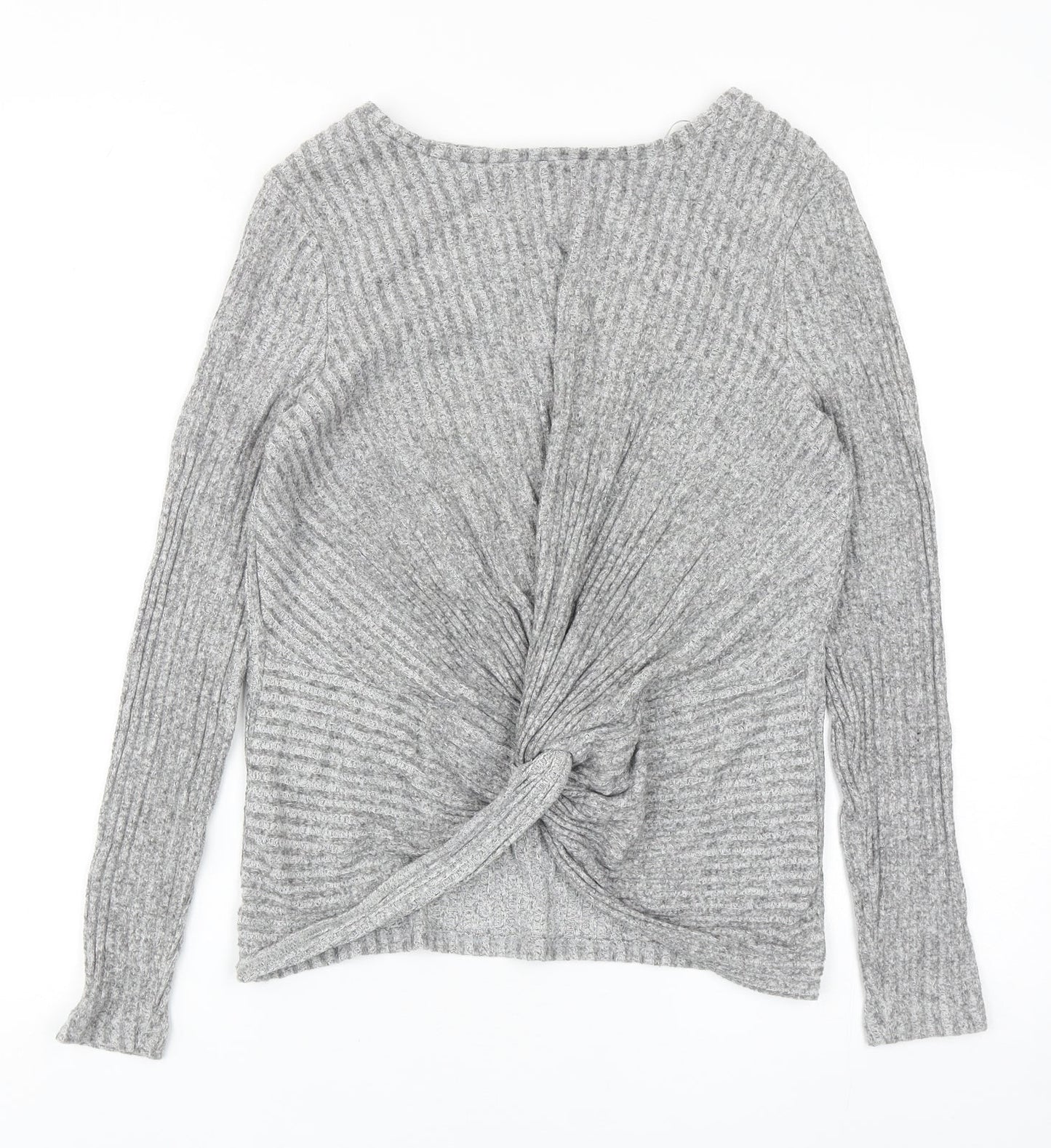 New Look Womens Grey Round Neck Viscose Pullover Jumper Size 8