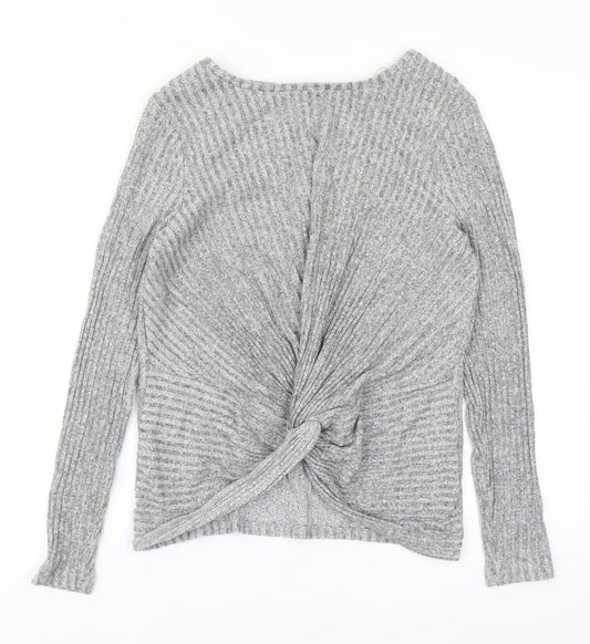 New Look Womens Grey Round Neck Viscose Pullover Jumper Size 8