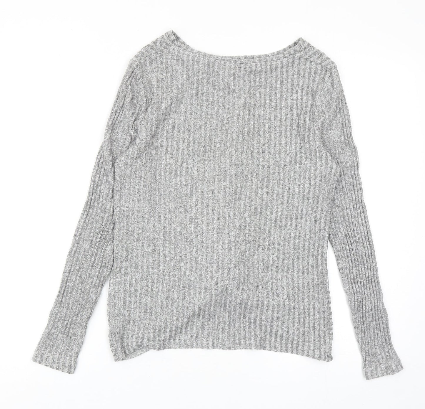 New Look Womens Grey Round Neck Viscose Pullover Jumper Size 8