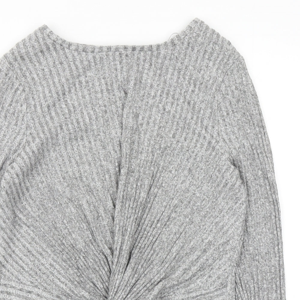 New Look Womens Grey Round Neck Viscose Pullover Jumper Size 8