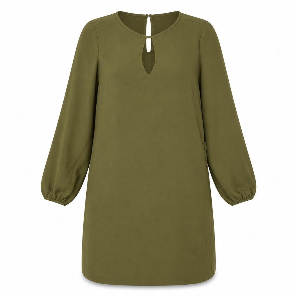 New Look Womens Green Polyester Sheath Size 8 Round Neck Button