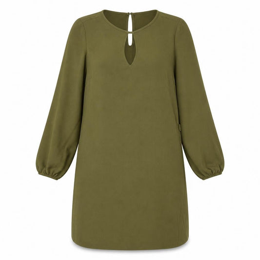 New Look Womens Green Polyester Sheath Size 8 Round Neck Button