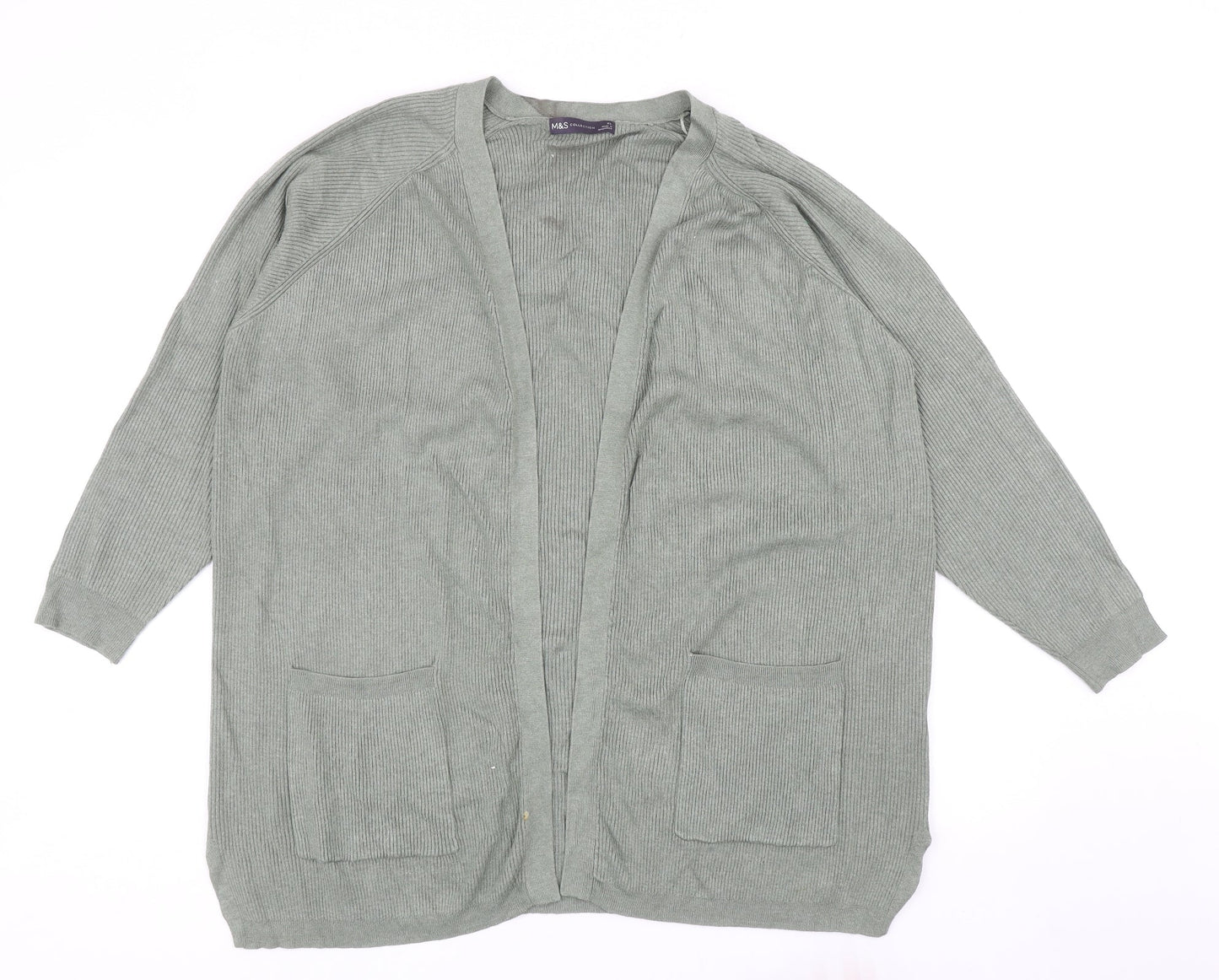 Marks and Spencer Womens Green V-Neck Viscose Cardigan Jumper Size XL