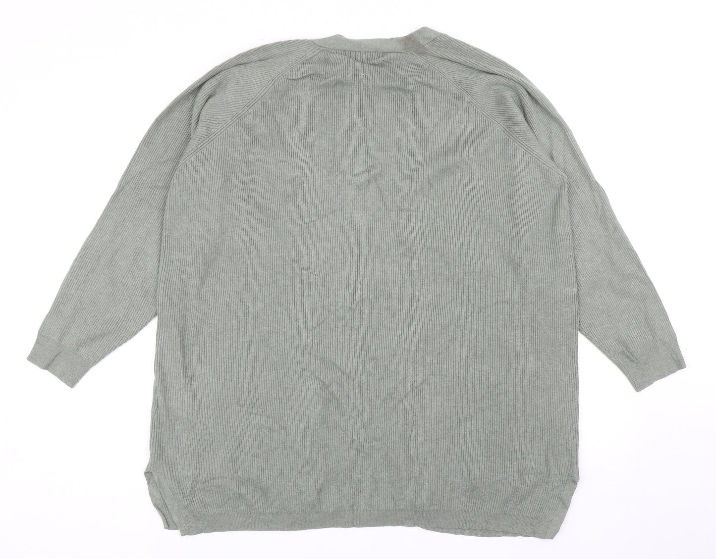 Marks and Spencer Womens Green V-Neck Viscose Cardigan Jumper Size XL
