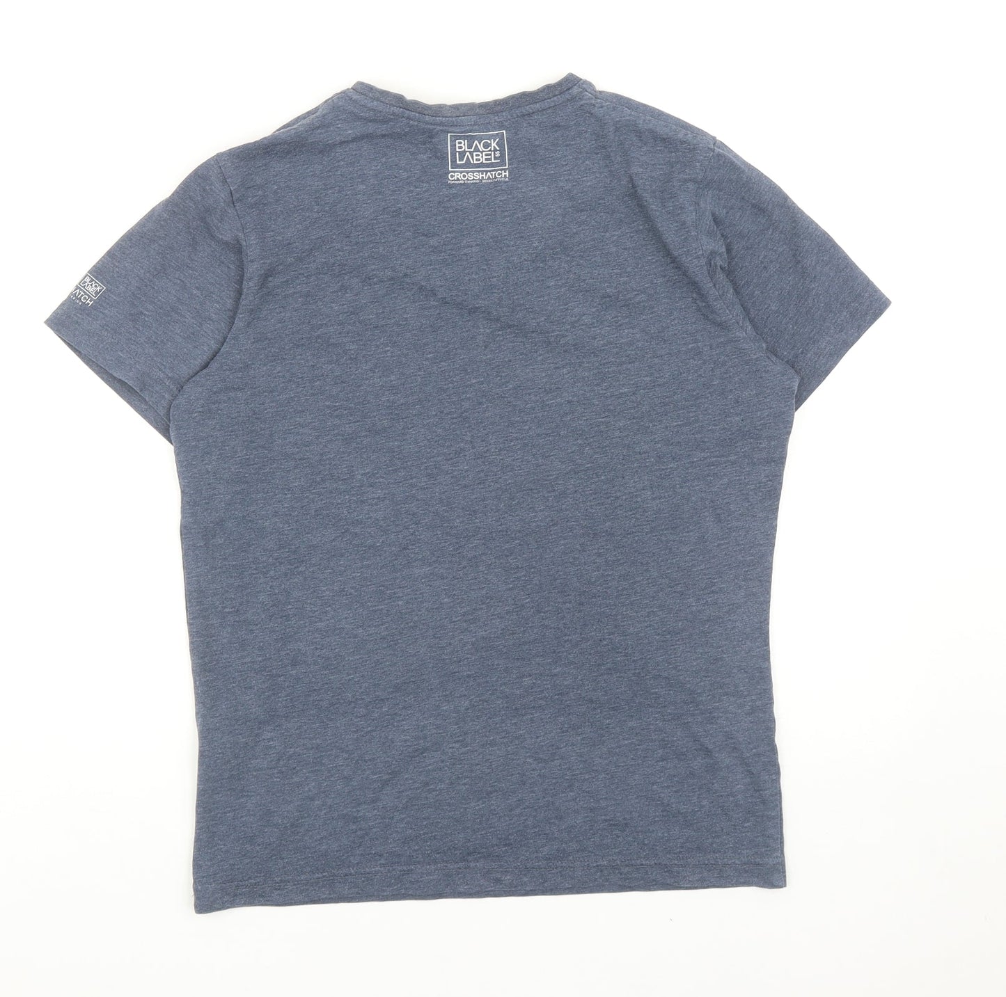 Crosshatch Mens Blue Cotton T-Shirt Size S V-Neck