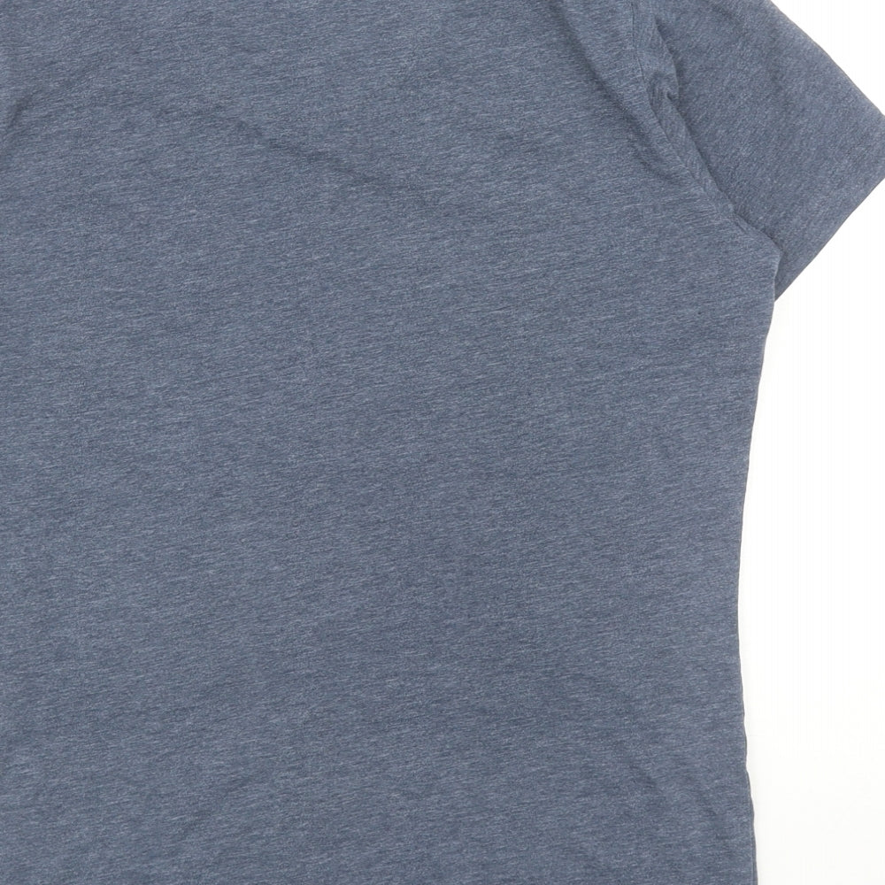 Crosshatch Mens Blue Cotton T-Shirt Size S V-Neck