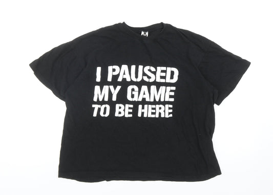 Club Boys Black Cotton Basic T-Shirt Size S Round Neck Pullover - I Paused my Game to be Here