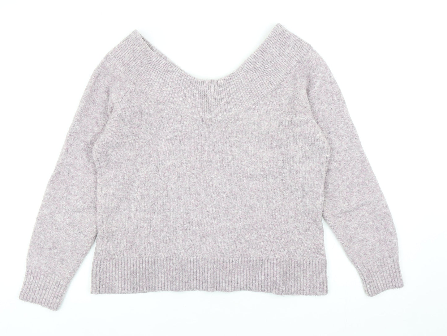 H&M Womens Purple Scoop Neck Acrylic Pullover Jumper Size M