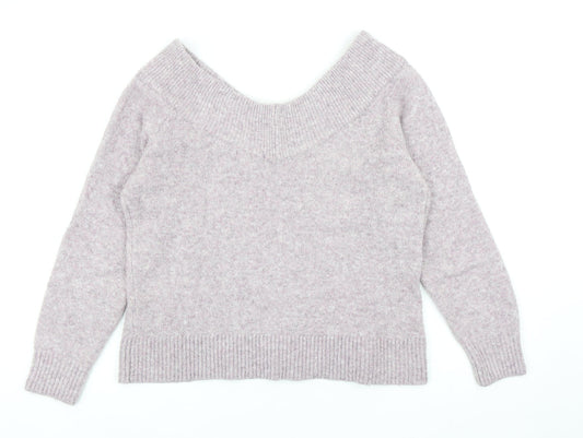 H&M Womens Purple Scoop Neck Acrylic Pullover Jumper Size M