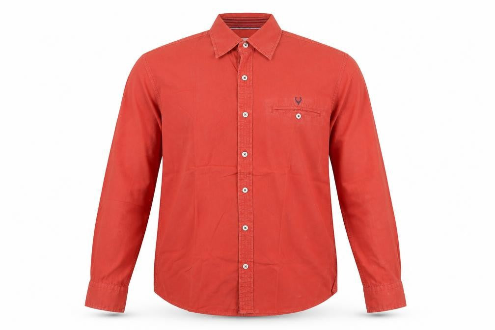 Allen Solly Mens Orange Cotton Button-Up Size 40 Collared Button