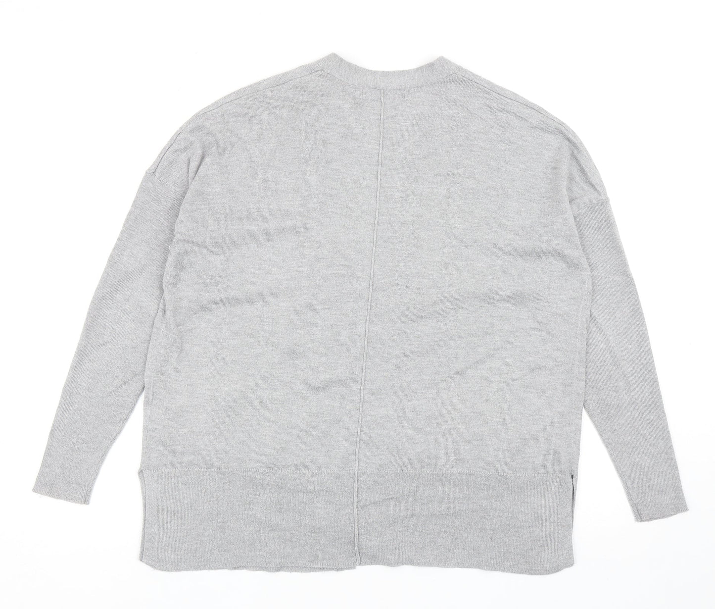 Nutmeg Womens Grey V-Neck Nylon Cardigan Jumper Size 8