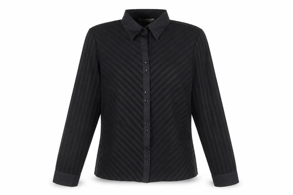 AMARANTO Womens Black Geometric Polyester Basic Button-Up Size 12 V-Neck