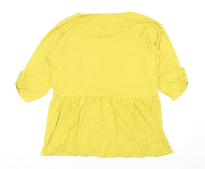 Indigo & Co Womens Yellow Viscose Basic T-Shirt Size M Round Neck