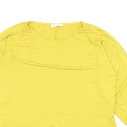 Indigo & Co Womens Yellow Viscose Basic T-Shirt Size M Round Neck