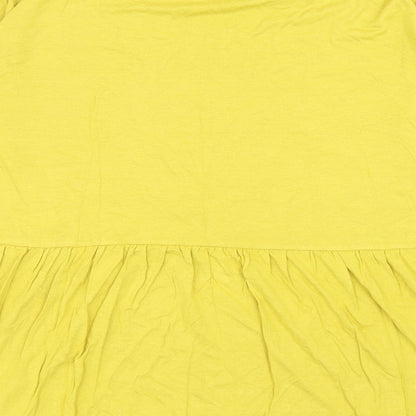 Indigo & Co Womens Yellow Viscose Basic T-Shirt Size M Round Neck