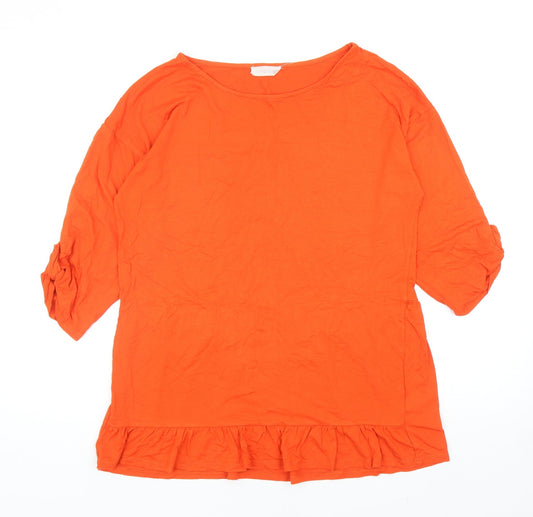 Indigo & Co Womens Orange Viscose Basic T-Shirt Size M Round Neck