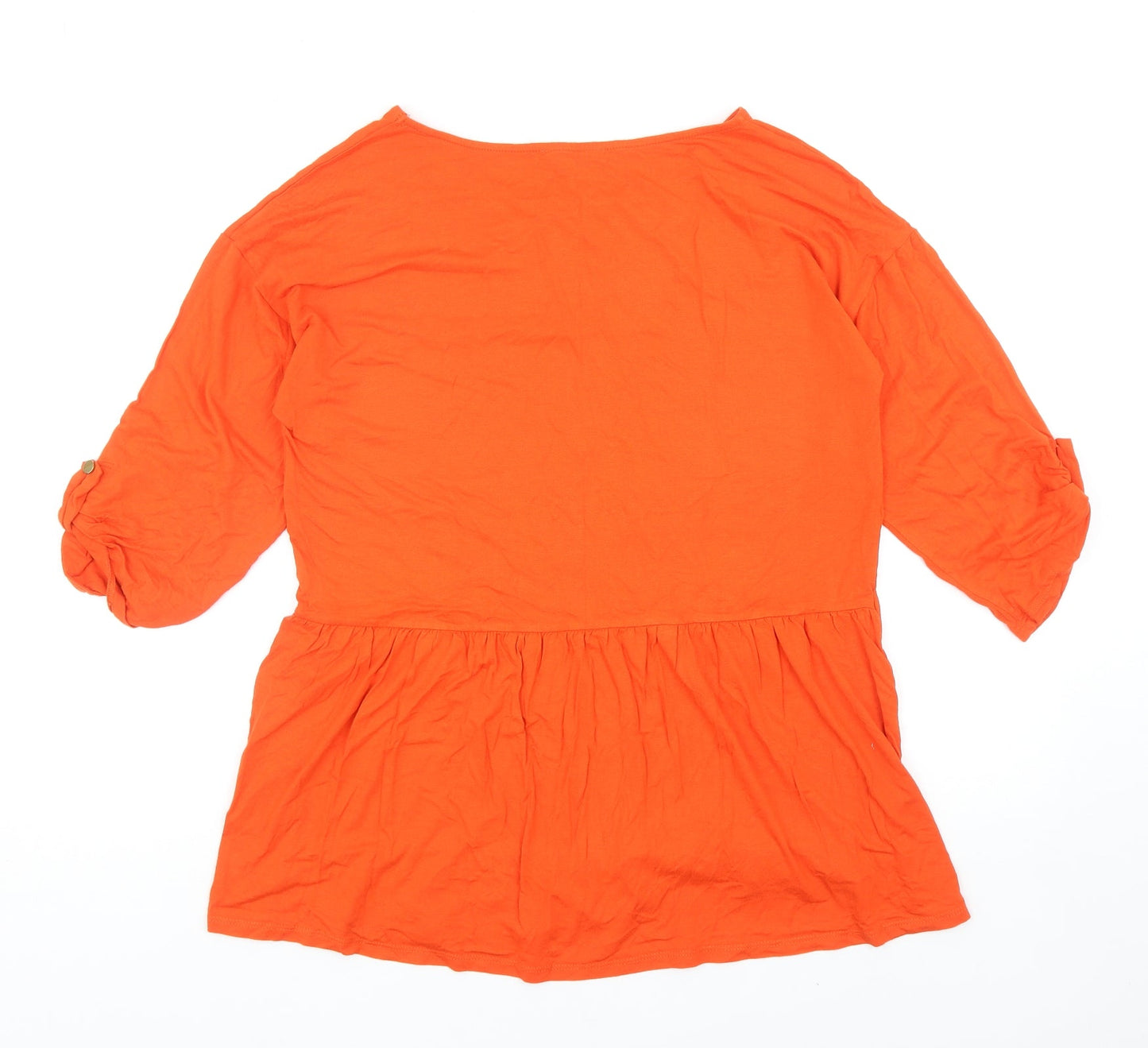 Indigo & Co Womens Orange Viscose Basic T-Shirt Size M Round Neck