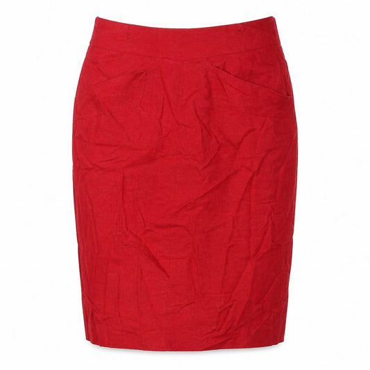 Marks & Spencer Womens Red Polyester Straight & Pencil Skirt Size 32 in Zip
