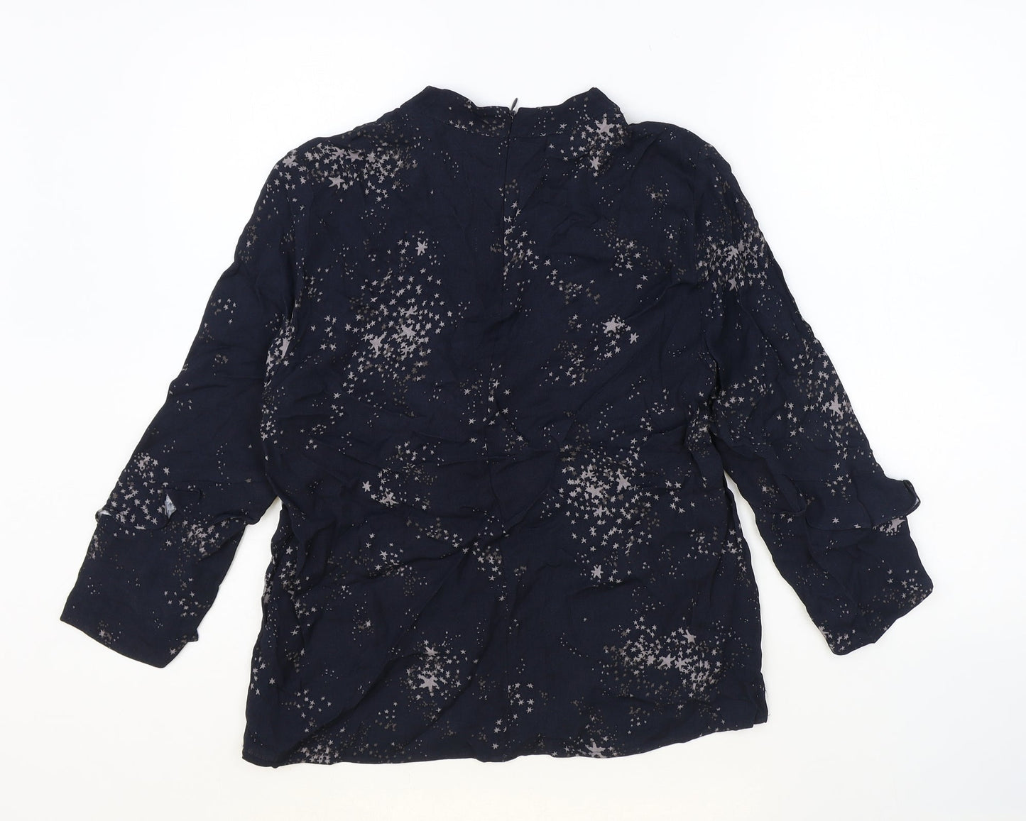 Phase Eight Womens Blue Geometric Viscose Basic Blouse Size 8 V-Neck